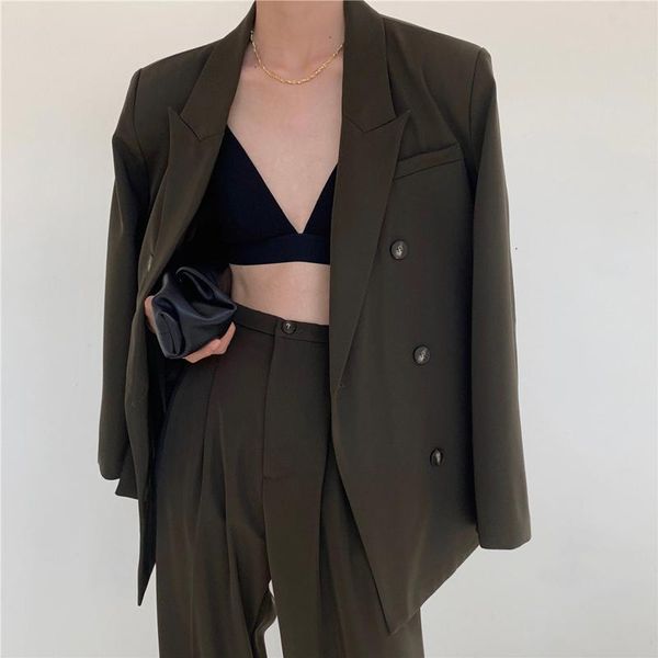 

women's suits & blazers spring suit casual solid color double breasted pocket decorative, White;black