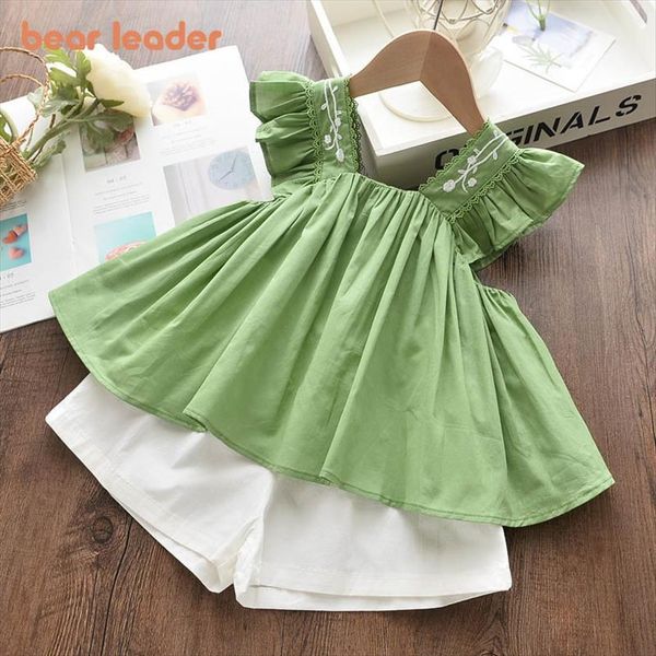 

summer baby girls clothes suit toddler girl outfit embroidered t shirt shorts pants 2pcs set, White