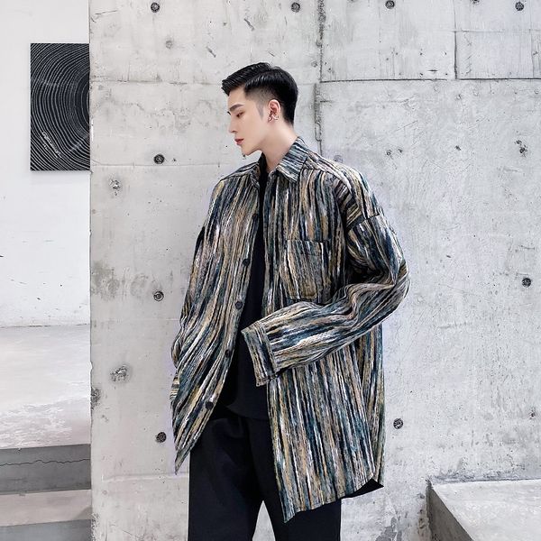 

men's casual shirts men woven material loose long sleeve male vintage streetwear fashion hip hop coat outerwear u7ar, White;black