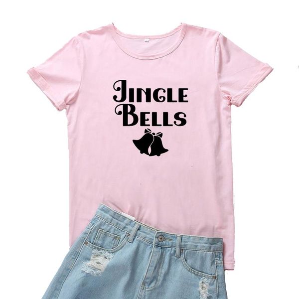 

women's t-shirt jingle bells women letter pattern t shirt cute funny simple graphic tshirt casual black camiseta mujer, White