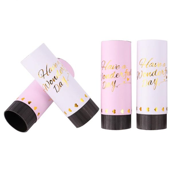 

party decoration 4pcs 11cm spring confetti cannons air compressed poppers wedding celebrations shoot streamers (white, pink for each 2pcs)