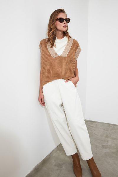 

trendyol collar detailed knitwear bluz twoaw21bz0014, White