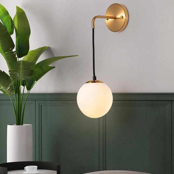 

wall lamp bedroom glass ball simple modern studio guest room nordic creative decoration individual living dining