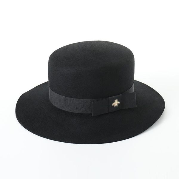

stingy brim hats 2021 british style men women winter wool fedoras cap ladies sombrero felt hat big wide wedding jazz, Blue;gray