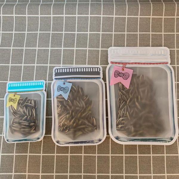 

hanging baskets 15pcs/lot reusable mason jar zipper bags zero waste kitchen snack food fruit organizer sealed fresh storage bag container