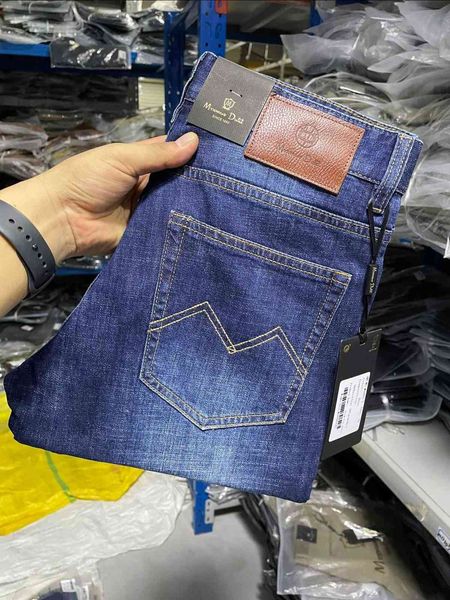 

jeans summer men's elastic single pants small straight slim casual large, Blue