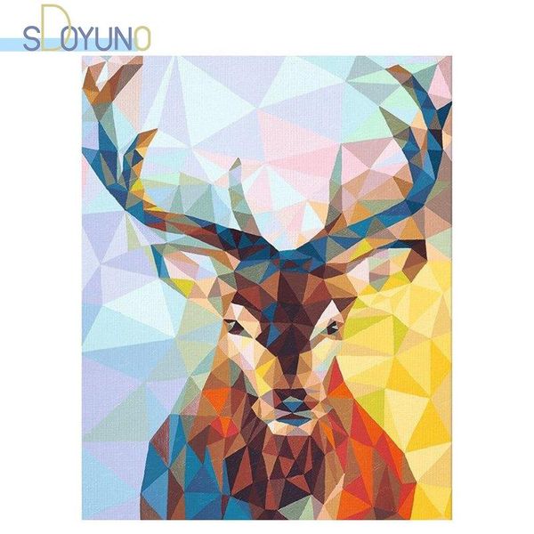 

paintings sdoyuno 60x75cm diy picture by number deer oil painting numbers on canvas digital animals frameless