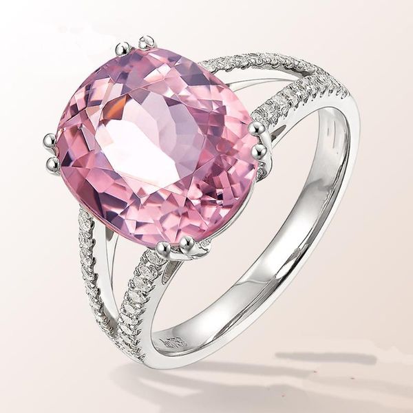 

wedding rings luxury pink crystal zircon ring elegant bridal engagement glamour women's jewelry gift, Slivery;golden