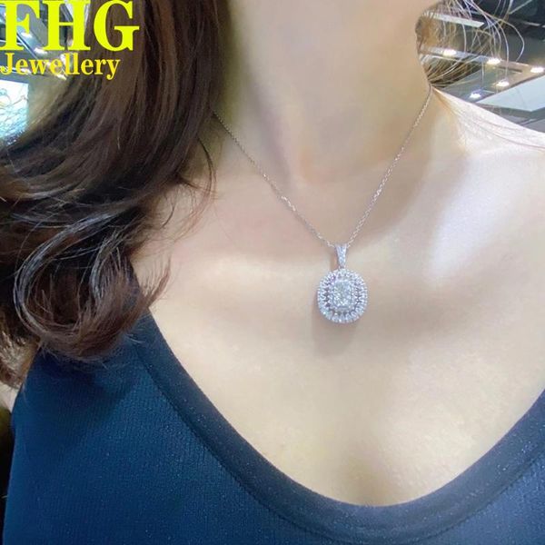 

chains 18k au750 white gold natural diamond necklace 1.46 wedding party engagement anniversary fashion elegance, Silver