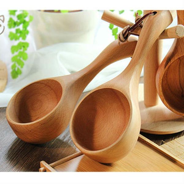 

spoons kitchenware japanese whole wood creative household wooden ladle sauna water scoop handmade dim sum spoon kitchen cooking tool