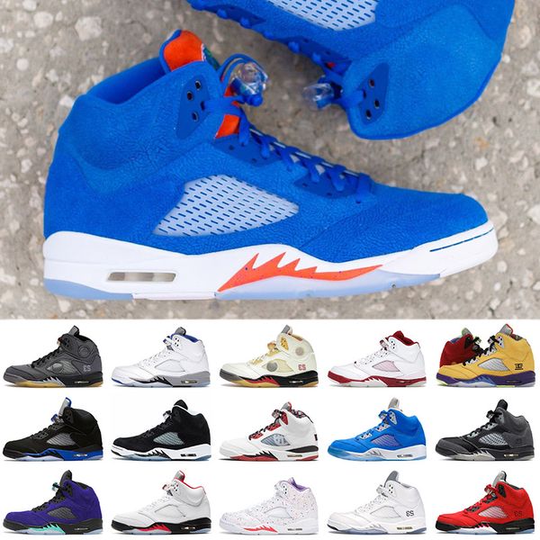 

with box 2021 basketball shoes 5 jumpman jorden 5s mens women unc oklahoma racer blue oreo air jordan trainers sneakers size 13