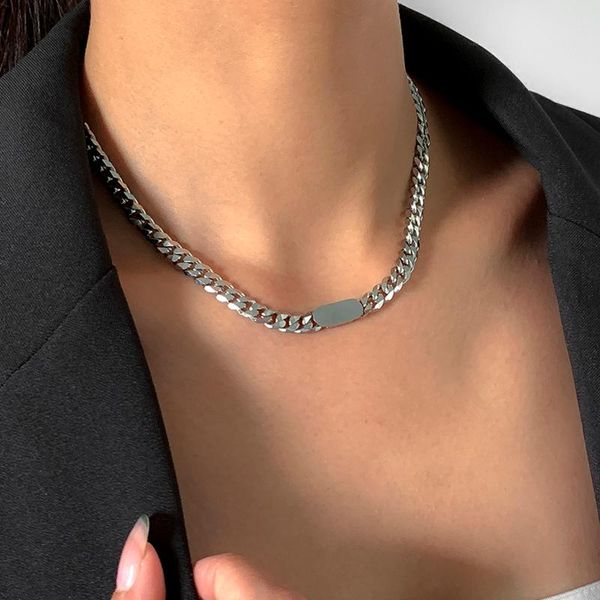 

chains shixin stainless steel thick chain necklaces on neck women punk simple chunky short choker 2021 fashion jewelry gifts, Silver