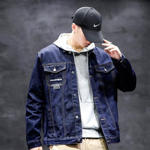 

men's jackets cowboy jacket men spring style all-match boutique letters printing cotton loose fashion personality casual slim, Black;brown
