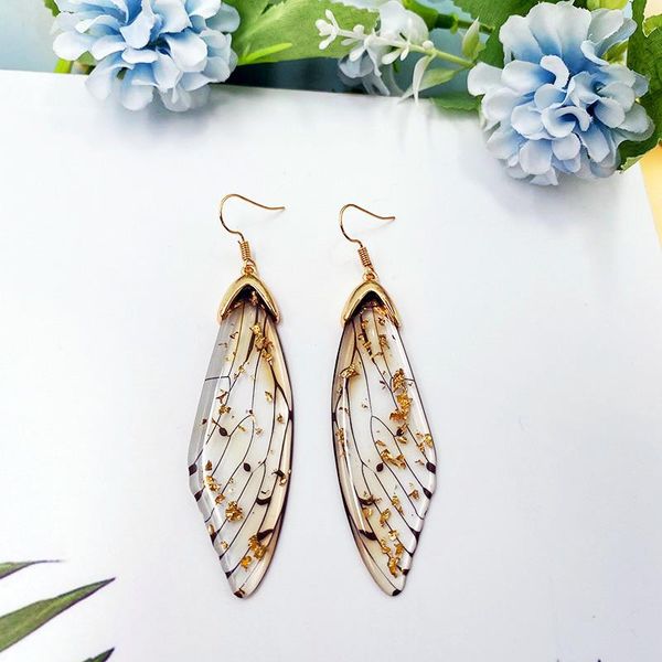 

dangle & chandelier minar fairy clear resin butterfly drop earrings for women romantic bling foil rhinestone simulation wing earring gift, Silver
