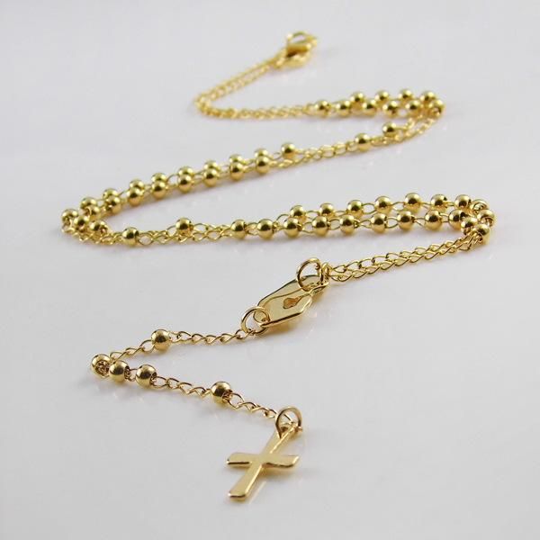 

pendant necklaces fashion women men cross necklace stainless steel maria link rosary beads gold pulseras jewelry, Silver