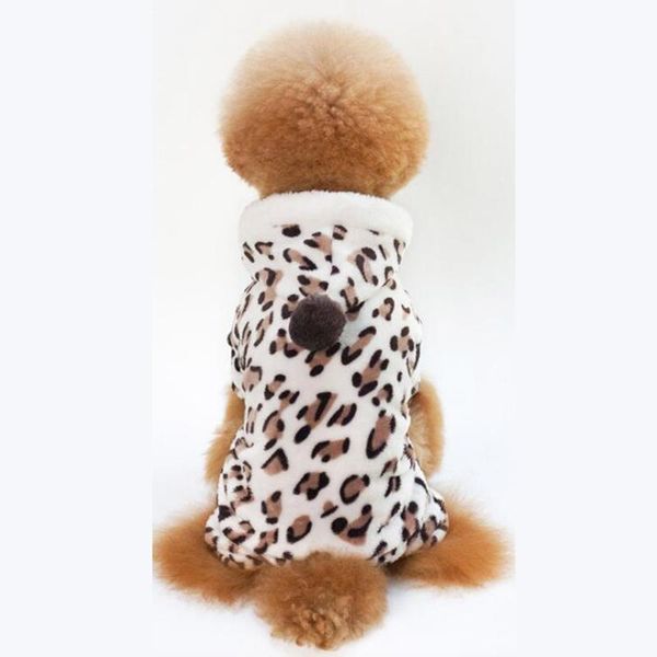 

dog apparel jumpsuit coral fleece leopard winter overalls for small dogs pijama perro costume kombinezon dla psa