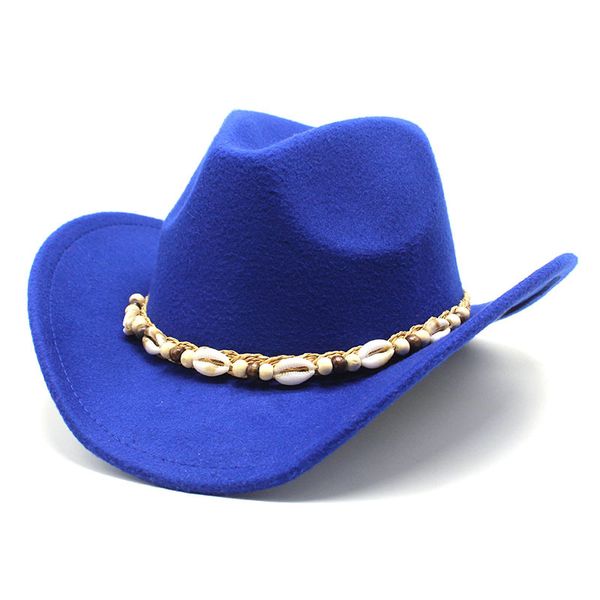 

fashion women men wool blend wide brim western cowboy cowgirl hat gentleman felt jazz church sombrero caps, Blue;gray