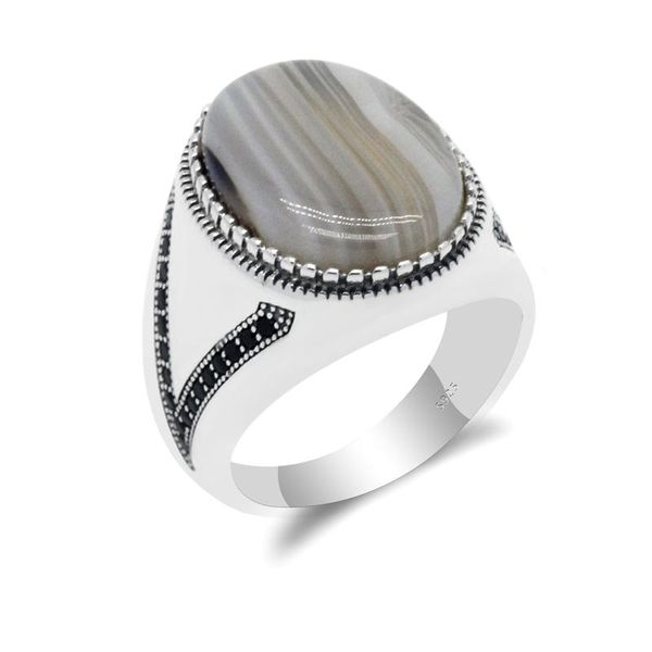

cluster rings onyx stone ring 925 sterling silver for men oval natural thai original male women turkish handmade jewelry, Golden;silver