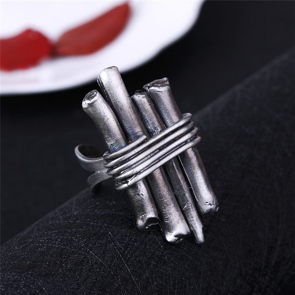 

geometric opening electroplating new alloy ring, Black