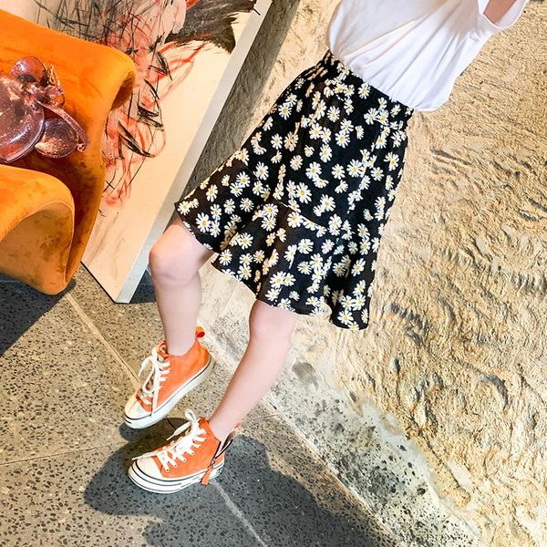 

summer fashion girls flower 3d chrysanthemum skirts 2021 baby girl cute princess skirt kids party costume 0-8 ys clothing, Blue