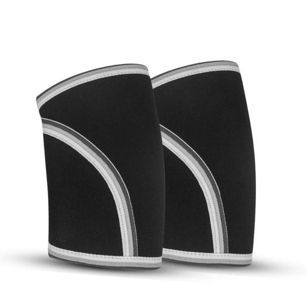 

elbow & knee pads 1 pair sleeves 7mm high performance sleeve support for weightlifting weight training powerlifting, Black;gray