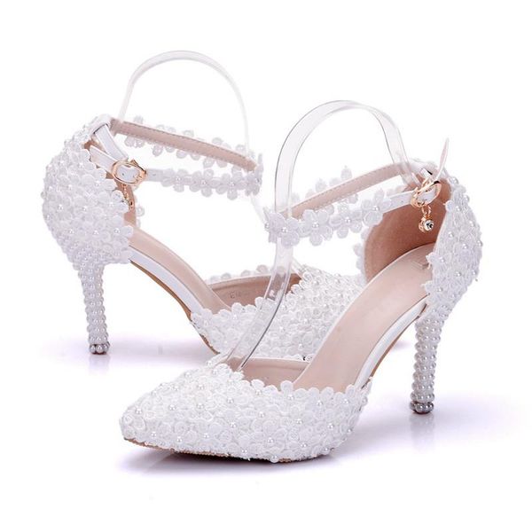 

women sandals pumps fashion buckle strap high heels wedding lady shoes thin femme white size 34-41 xy-b0135, Black
