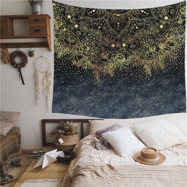 

tapestries gold mandala tapestry bohemian wall hanging decor black and white sun moon boho blanket shawl carpet