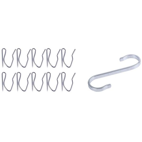 

hooks & rails 10pcs curtain drapery pin - silvery with stainless steel s shape