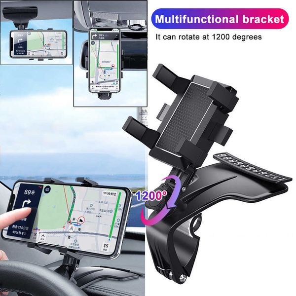 Multifunktionale Auto Handy Halterung 360 Grad Sonnenblende Spiegel Dashboard Halterung GPS Ständer Halter Mit Parkplatz d