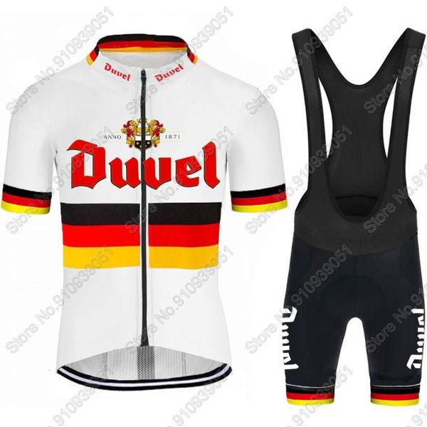 

racing sets 2021 duvel cycling jersey set germany bike clothing men road race bicycle suit bib shorts mtb maillot fahrradbekleidung, Black;blue