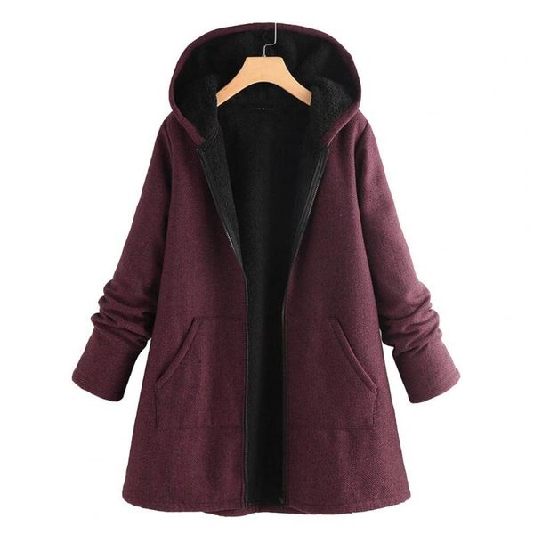 

women's jackets women hoodie plus size all match autumn winter solid color warm coat and 2021 cotton padded jacket, Black;brown