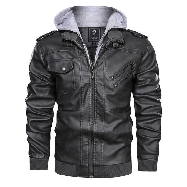 

Men's Faux Leather Jacket Daily Fall & Winter Regular Coat Stand Collar Hooded Regular Fit Jacket Long Sleeve Solid Colored Gray Black Red, Black;brown