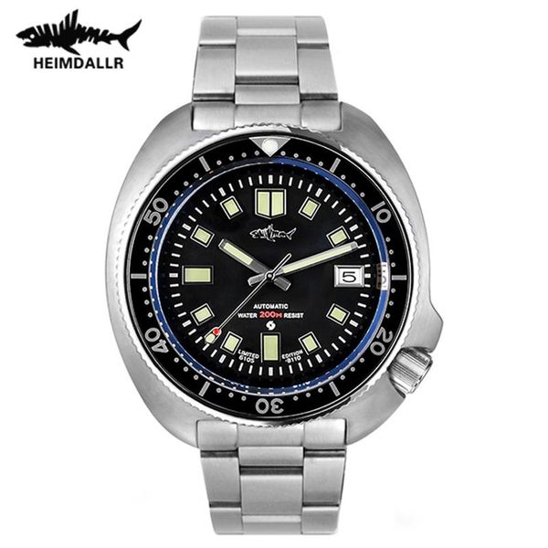 

wristwatches heimdallr mens dive watches men automatic watch mechanical wristwatch abalone 200m waterproof c3 luminous sapphire crystal, Slivery;brown