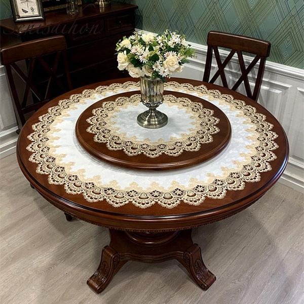 

table cloth european round tablecloth upscale luxury hollow lace embroidery cover dining tablemat washable fabric for el restaurant