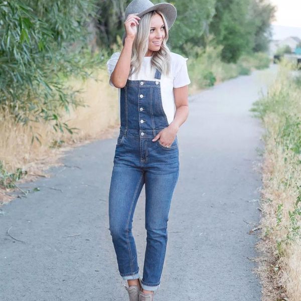

women's jumpsuits & rompers jumpsuit women summer 2021 casual denim bib slim pants overalls jeans straps demin trousers romper dropship, Black;white