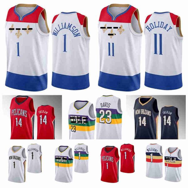 

ion 1 Williamson New OrleansPelicansBasketball Jerseys 14 Ingram Davis Jersey 2021 Edition City White Men Kid Youth S-XXXL, Color1