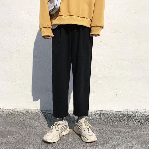 

men's pants 2021 summer korean trendy loose student casual all-match straight sports gray/black mens trousers