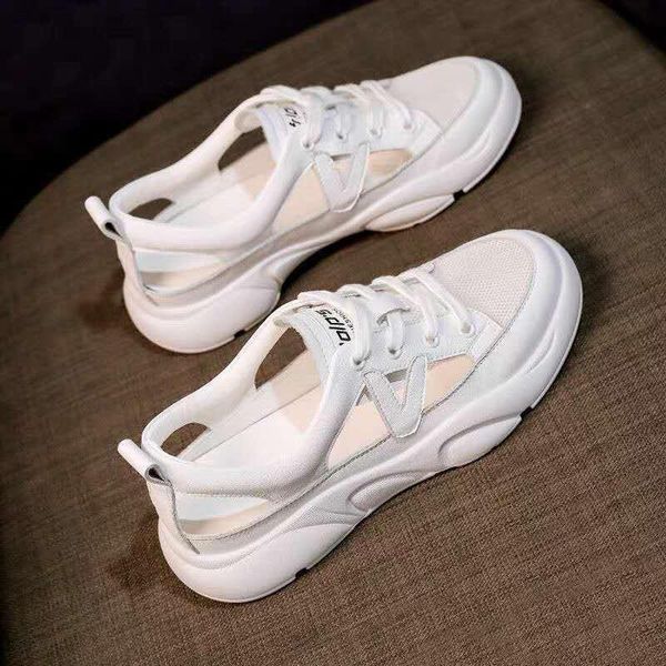 

sandals 2021 summer white shoes women's all-match internet celebrity leisure pump sports flat tide women, Black
