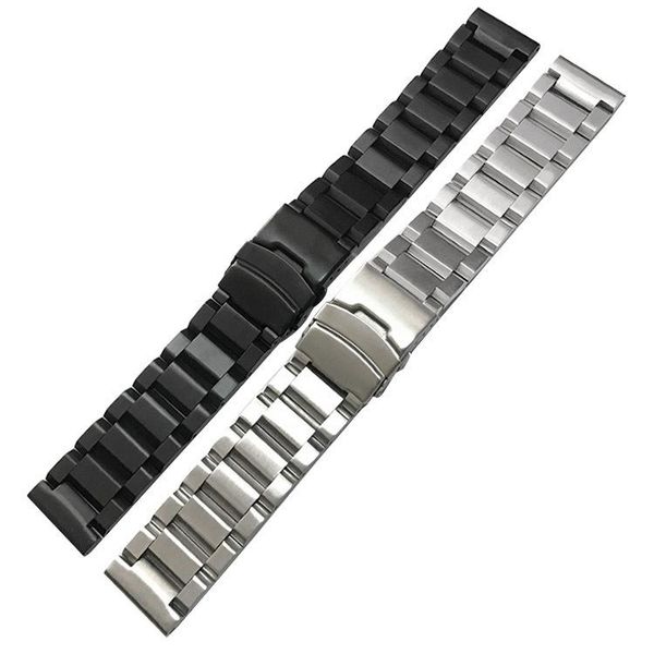 

watch bands smooth stainless steel silver straps, adjustable wristband replacement, 18/20/22 / 24mm, Black;brown