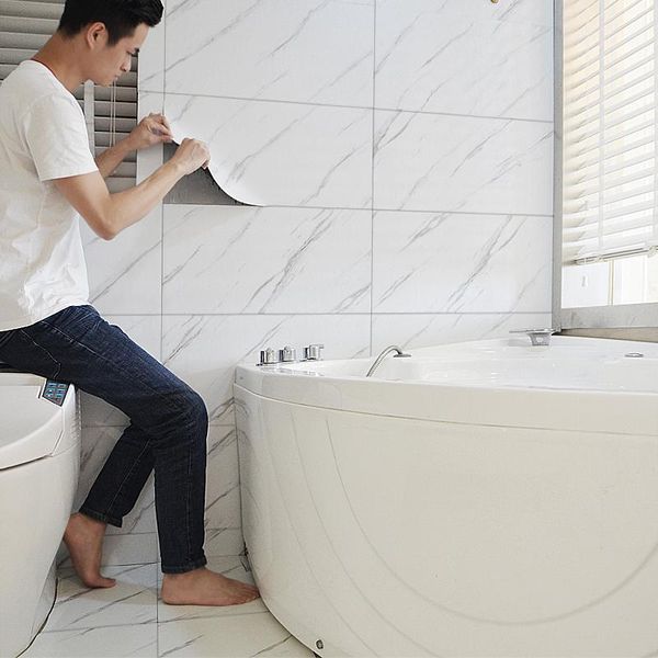 

party decoration marble self adhesive bathroom tile stickers waterproof wallpaper art floor sticker kitchen decorative film ground contact p