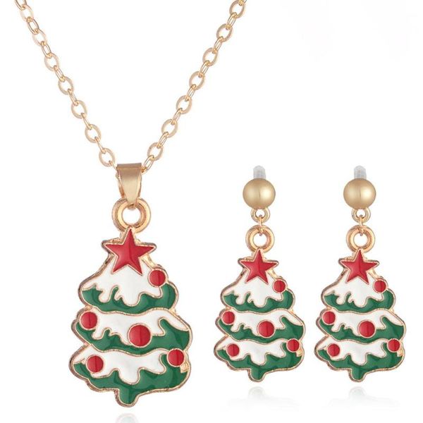 

earrings & necklace 12pcs/lot winter snowing christmas tree and earring set for gifts, Silver