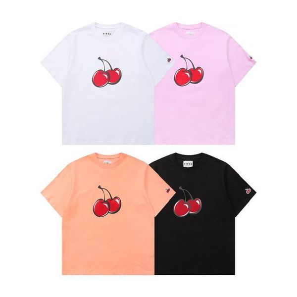 

men's t-shirts trendy brand spring and summer short-sleeved shirt for men women large cherry printed style half-sleeved loose casual, White;black