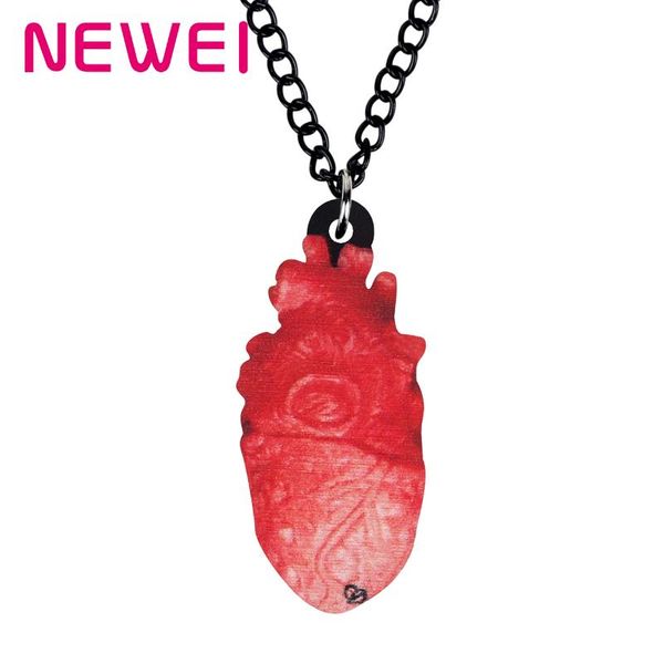 

pendant necklaces ei acrylic halloween red heart necklace chain choker print long jewelry for women kids girls charms gifts accessories, Silver