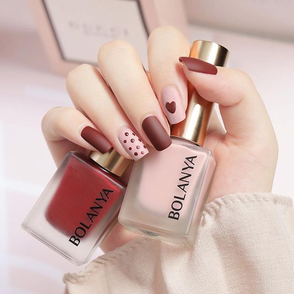 

matte nail polish velvet solid color unpeelable hybrid varnishes baking lasting quick-drying lacquer art decoration
