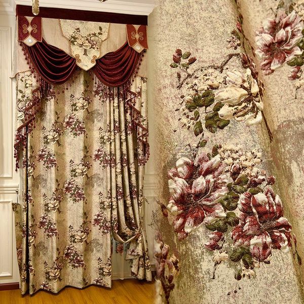 

curtain & drapes 2021 embroidered curtains for living dining room bedroom beige embossed jacquard luxury european