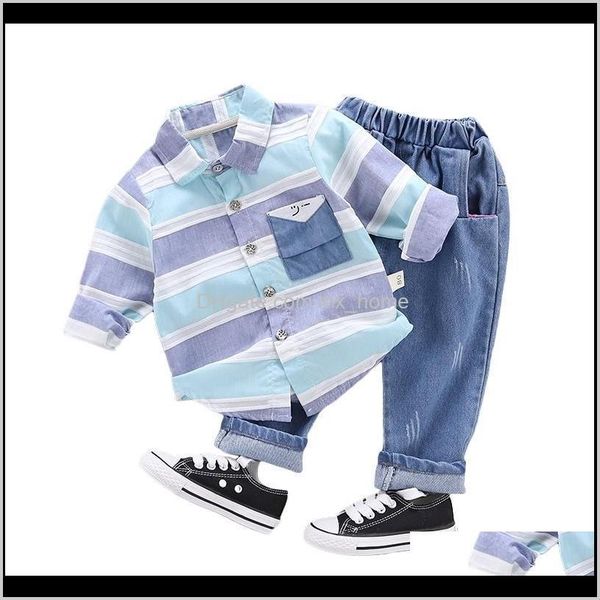 

sets baby, kids & maternity drop delivery 2021 baby kid suit autumn children shirt striped pants 2 pcs/set boy toddler fashion cotton clothi, White