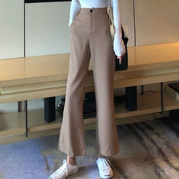 

women's pants & capris suit pants straight loose drape wide-leg autumn retro high-waist trousers all-match casual trend x82y, Black;white