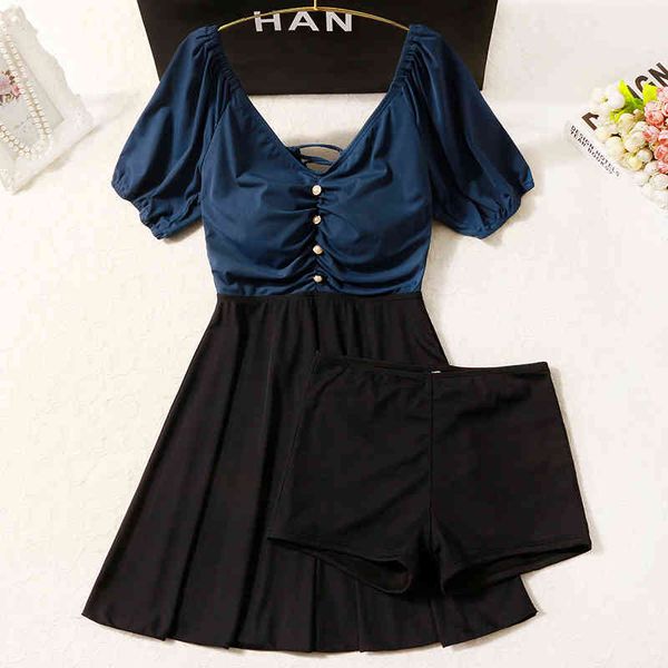 

swimwear size swimsuit, women's belly covering, thin and conservative, ins fairy model, students' lovely split skirt, trend, White;black