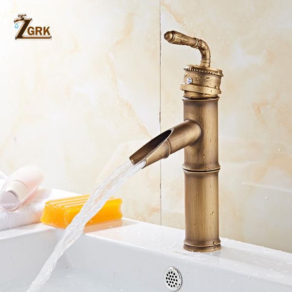 

basin faucets bathroom bamboo type cold mixer taps classic single handle antique brass deck mounted sink outdoor tap