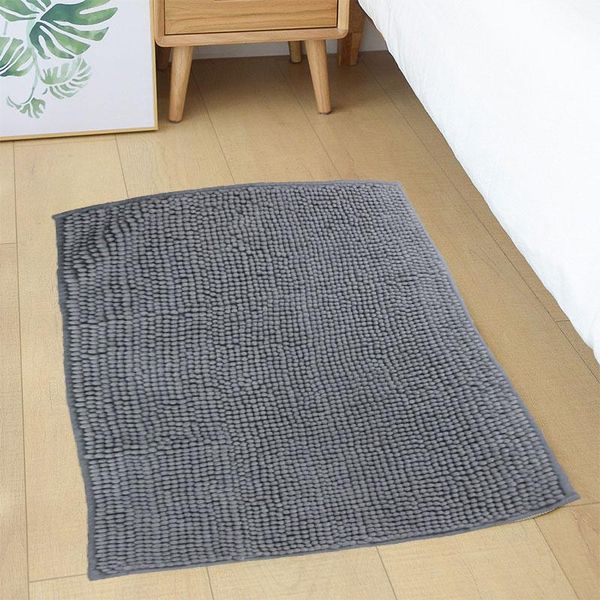 

50x80cm soft water absorption bath mats toilet floor doorway rug thick carpets non-slip bathroom chenille gray